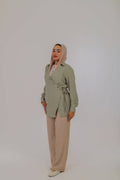 Sage Lace Wrap Blouse