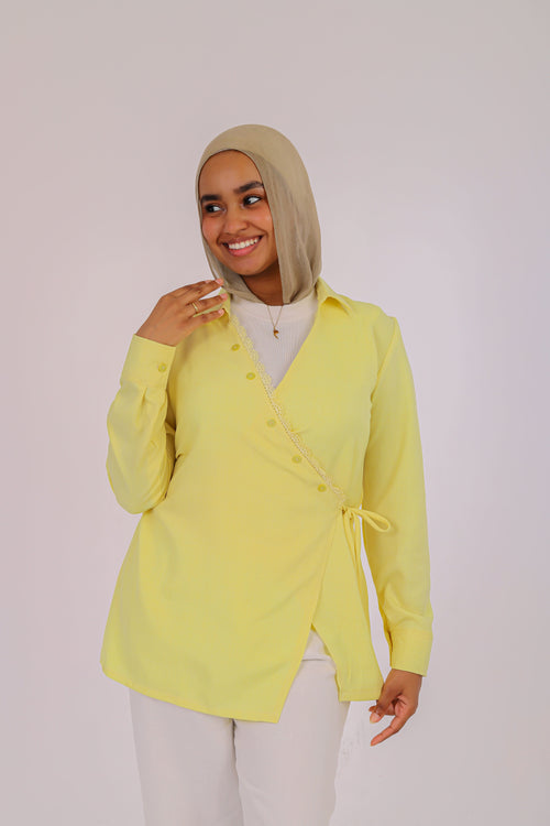 Sage Lace Wrap Blouse