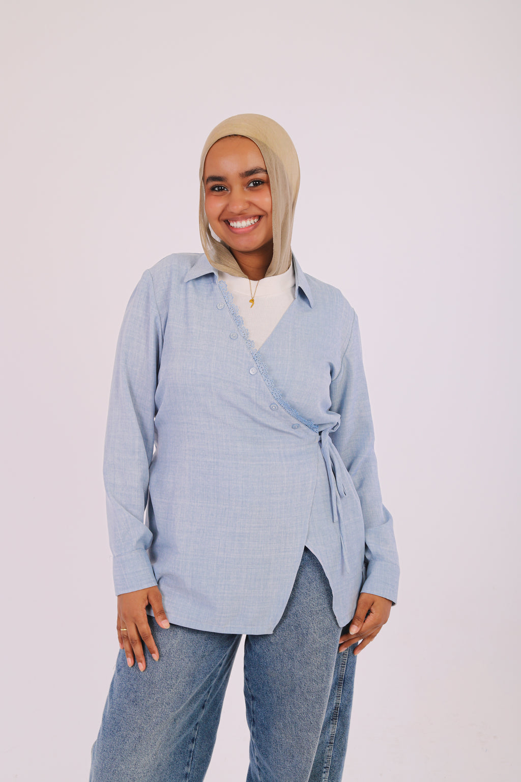 Sage Lace Wrap Blouse